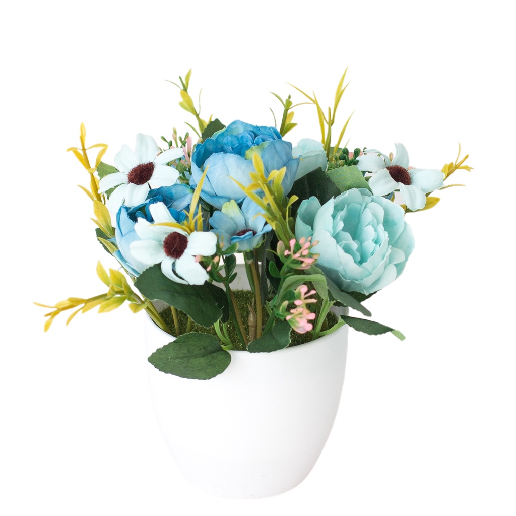 Chậu hoa nhân tạo nhiều màu sắc trang trí nhà ở đẹp mắt