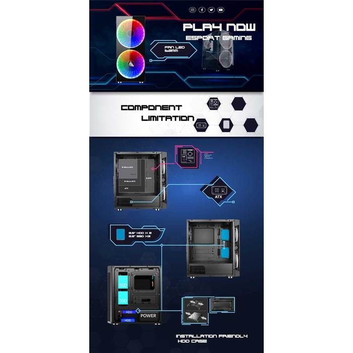 Thùng Máy Tính Case VSP Gaming FA-405