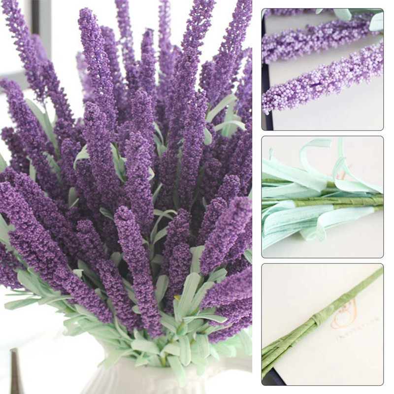 Bó 12 hoa lavender giả để trang trí nhà / đám cưới