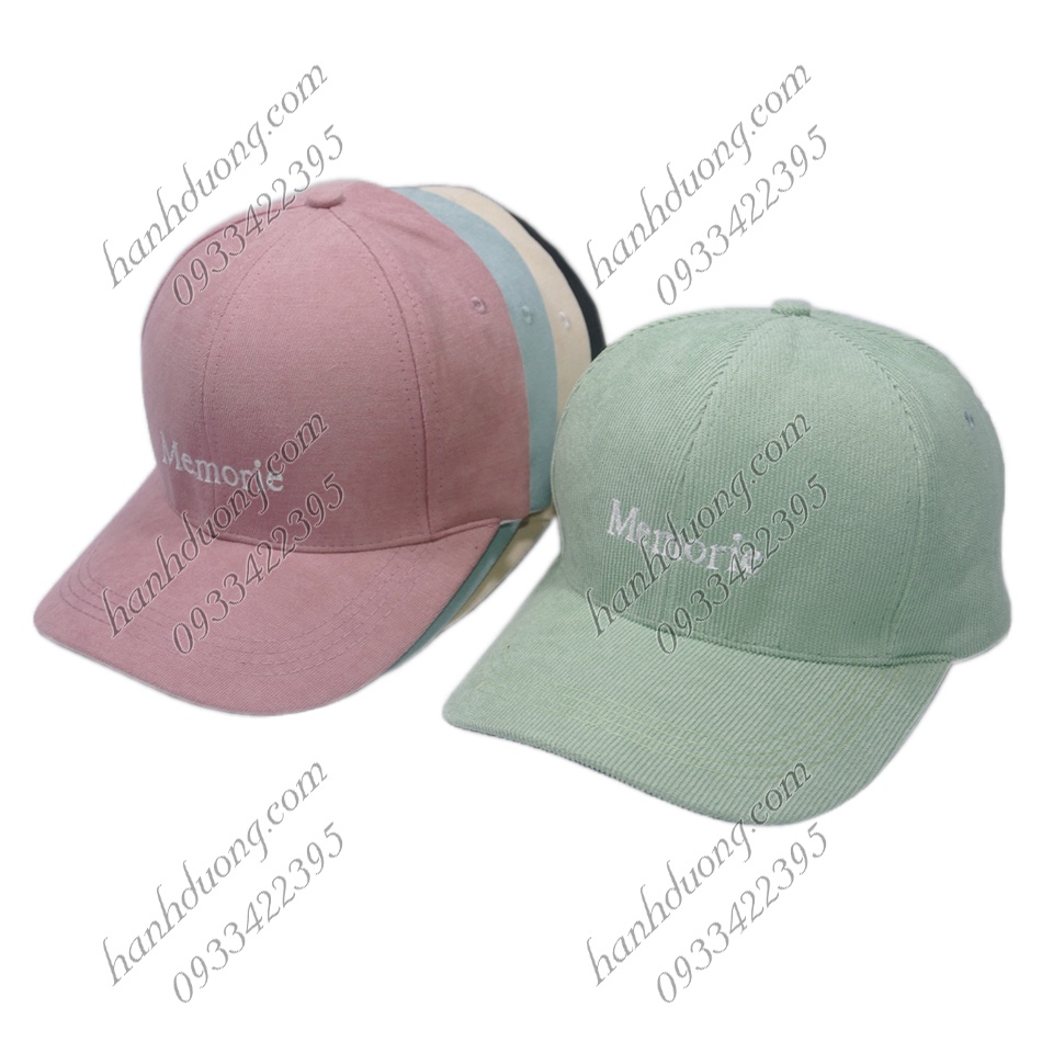 Mũ lưỡi trai nhung thêu chữ Memorie nón kết nhung phong cách UIzzang form unisex nam nữ thời trang