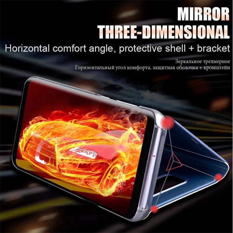 Smart Mirror Flip Case OPPO Realme 5 5s 5i C3 Q 3 Pro A9 A5 2020 Reno Z A7 A5s A3s C1 Phone Case Holder Stand Back Cover