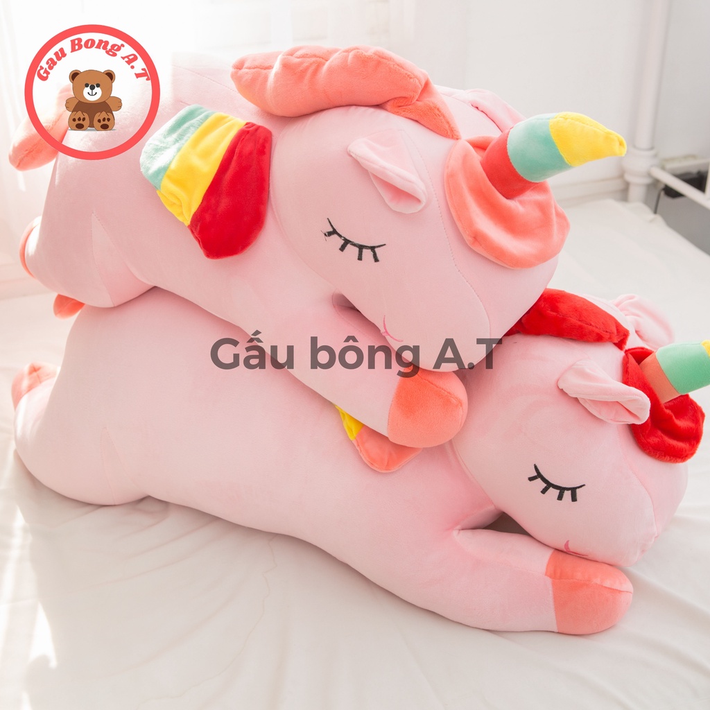 Gấu Bông Kỳ Lân_Kỳ Lân Unicorn_Gối Ôm Ngựa Pony 1 sừng vải co giãn 4 chiều cao cấp size 80-1m2