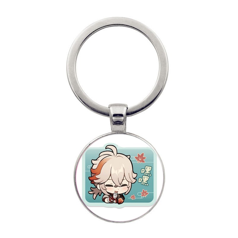 (KL25) Móc khóa tròn kim loại hình NHÂN VẬT GENSHIN IMPACT game chibi anime M5 treo túi treo chìa khóa phong cách