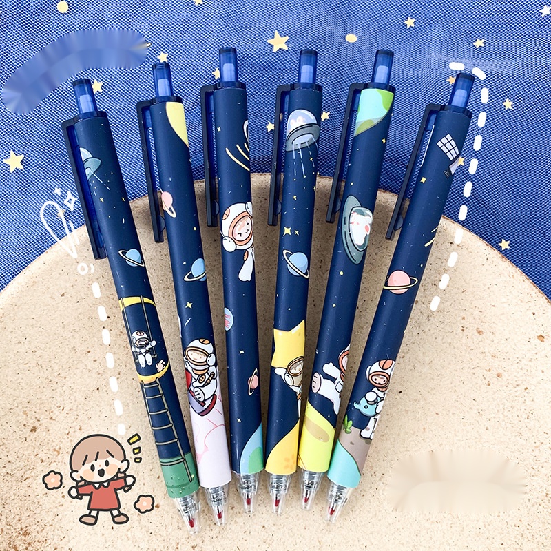 Bút Mực Nước Ngòi 0.5mm Họa Tiết Phi Hành Gia Hoạt Hình Dễ Thương Cho Học Sinh Ruột bút gel bút gel nhiều màu bút bi bấm cute