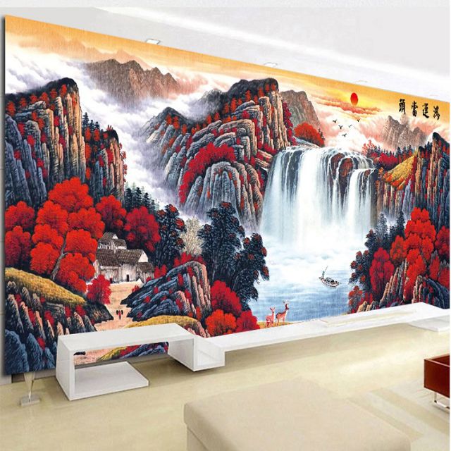 Tranh thêu chữ thập phòng cảnh tuyệt đẹp KT 150*70cm