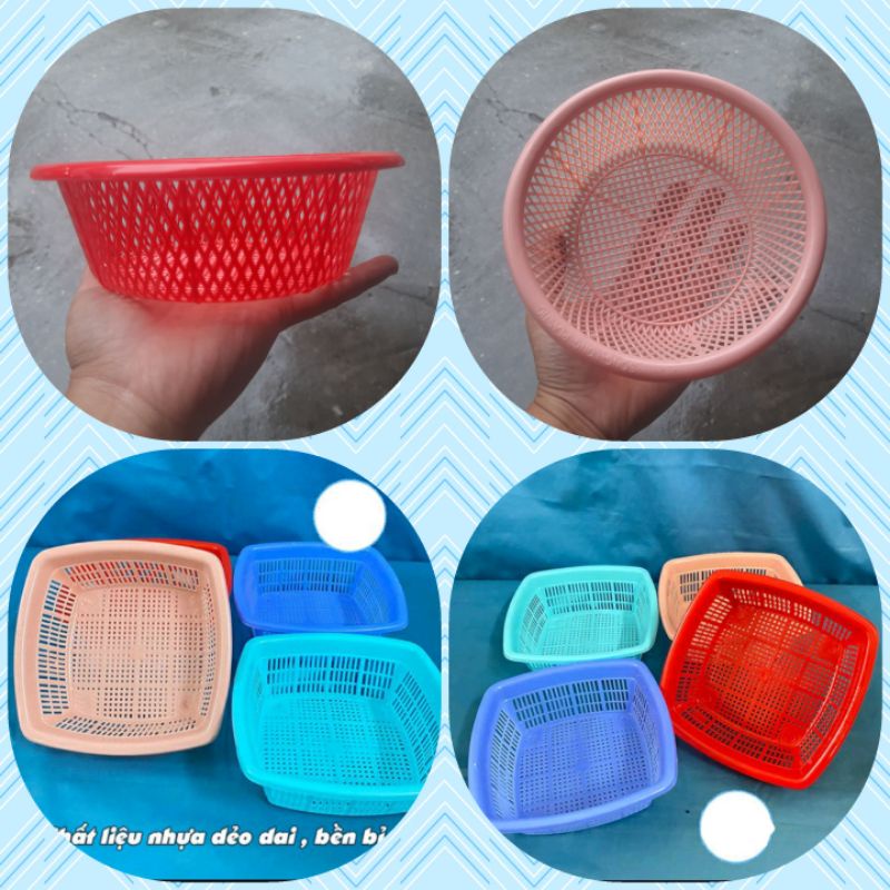 #Rẻ như cho# Rổ mùi vuông - tròn, rổ nhựa mini đựng rau sống, đồ dùng cá nhân, hành tỏi chanh ớt - nhựa dẻo màu sắc tươi