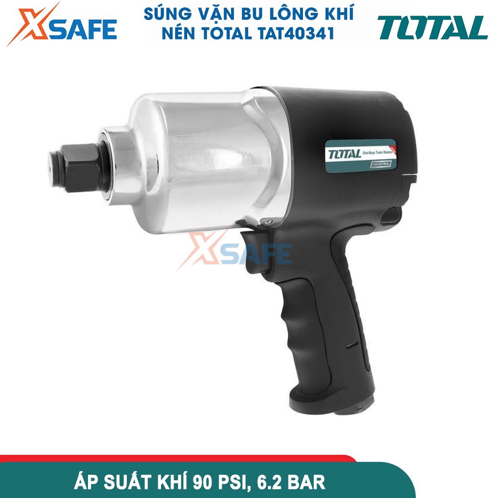 Máy siết bulong khí nén (3/4&quot;) TOTAL TAT40341 Đầu vặn vuông 19mm(3/4&quot;), tốc độ 7000rpm, mô men quay 1355Nm - chính hãng