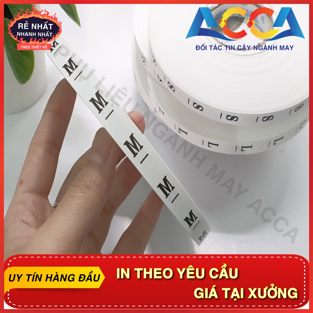 [GIÁ SỐC]_CUỘN MÁC VẢI GIẤY IN SIZE CHỮ 100M_ SIZE TỪ XS-3XL 1-20_XƯỞNG IN NHÃN MÁC ACCA _ IN NHÃN MÁC QUẦN ÁO