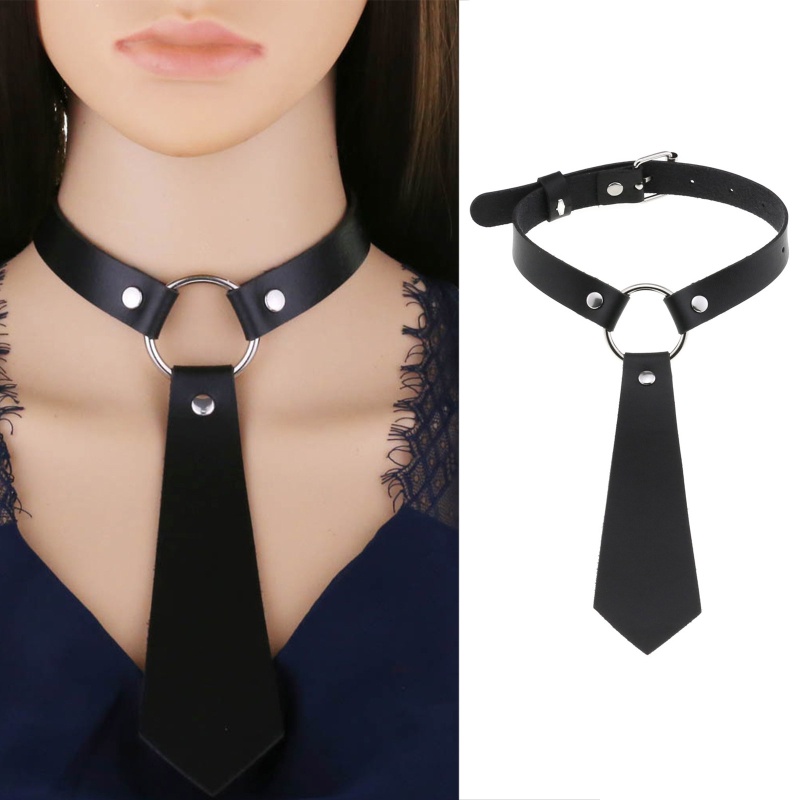 Vòng Cổ Choker Giả Da Màu Đen Phong Cách Gothic Punk Cá Tính Dành Cho Nữ