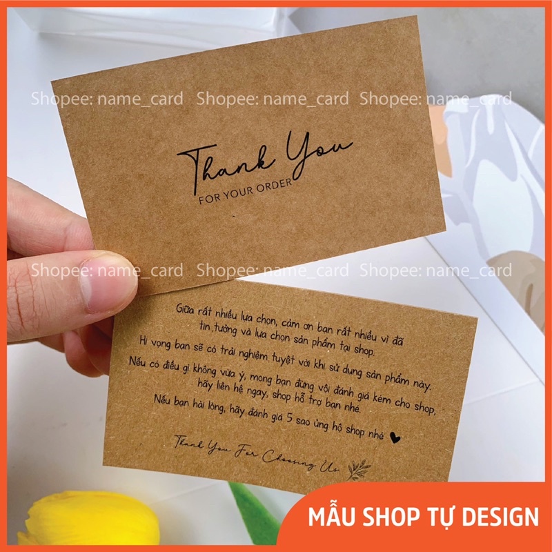 Name card, thiệp cảm ơn khách hàng chất giấy kraff vintage đẹp có sẵn tại shop