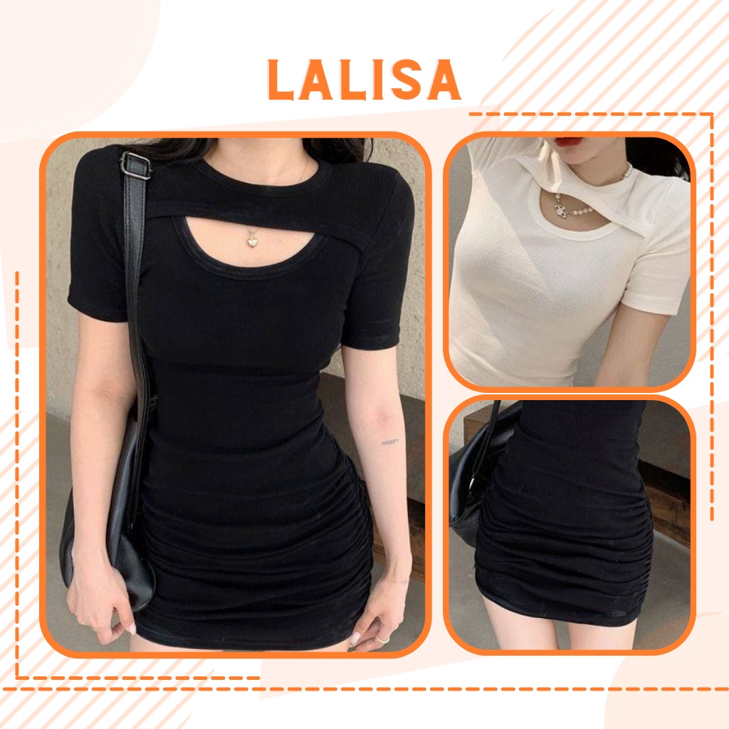 Đầm Body Sexy LALISA Dự Tiệc Sang Trọng Đẹp Thiết Kế Hàn Quốc Dáng Ôm Khoét Ngực Đi Chơi, Đi Dạo Phố VDE012