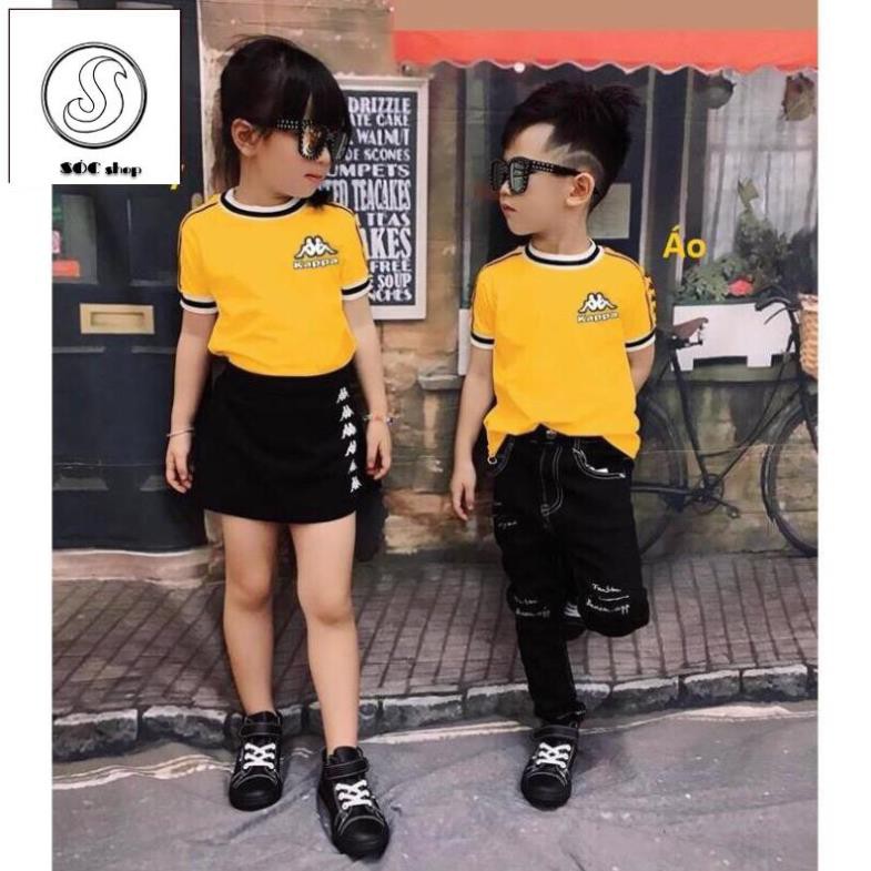 [NEW] Set quần áo thun bé trai, bé gái - Thời trang trẻ em - Bé Sóc shop (Màu vàng nghệ).