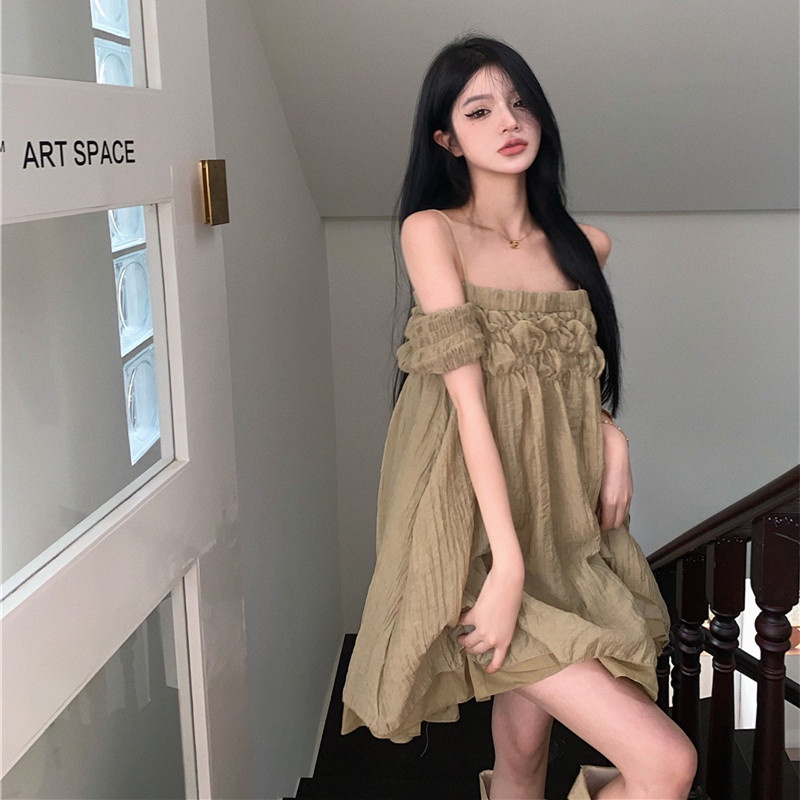 Đầm Mini Nữ Cúp Ngực Trễ Vai Dáng Rộng Gợi Cảm