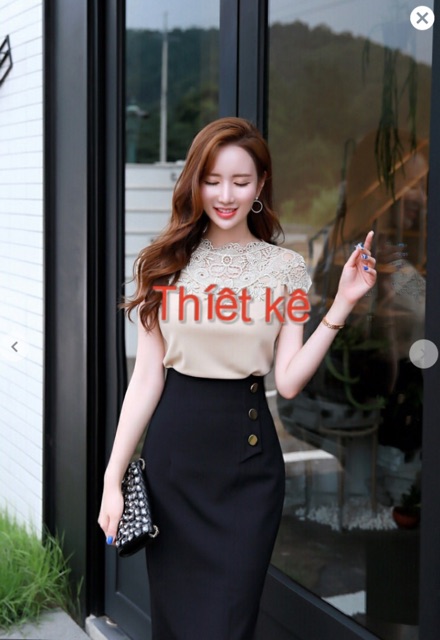 CHÂN VÁY BÚT CHÌ PHỐI NÚT | BigBuy360 - bigbuy360.vn