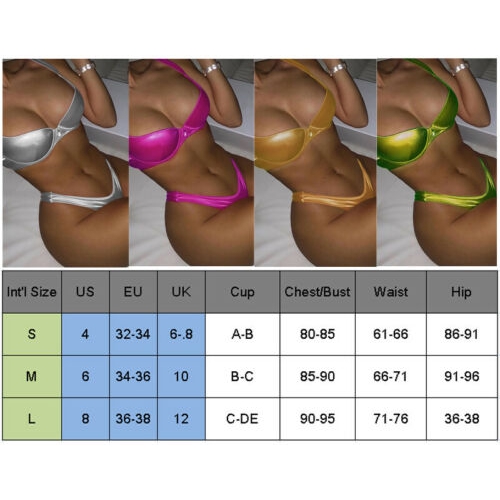 Bộ bikini 2 mảnh nâng ngực bằng da PU cá tính gợi cảm cho nữ