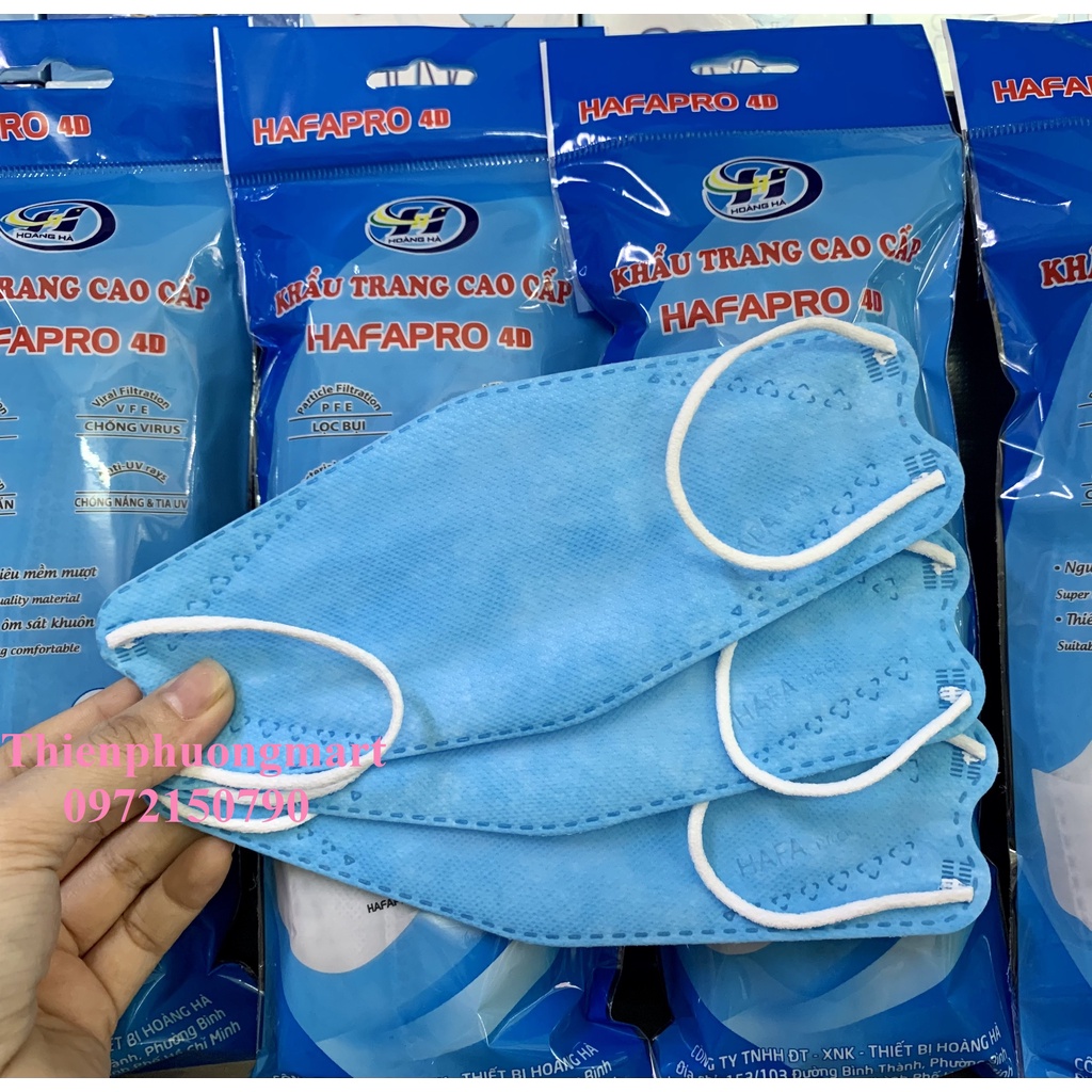 Khẩu trang KF94 Hafapro 4 lớp 10 cái/ túi - Khẩu trang Hafapro 4D Kháng Khuẩn sét10 cái