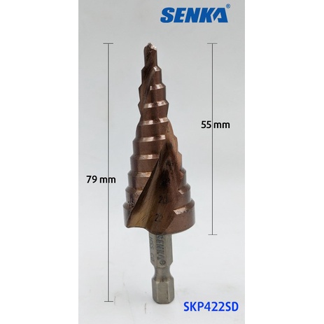 1 Mũi Khoan Tháp, Mũi Khoan Bậc, Mũi Khoan Kim Loại, Mũi Khoan Sắt Thép Inox hiệu SENKA, cỡ 4-12mm, 4-22mm hoặc 4-32mm
