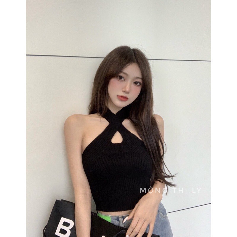 🍒 ÁO LEN DỆT KIM CHÉO CỔ