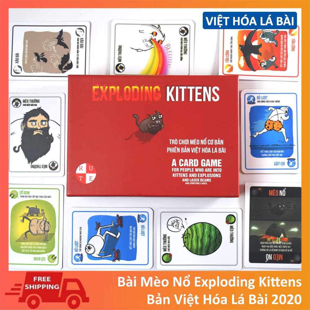 Mèo Nổ Việt Hóa Tiếng Việt Exploding Kittens Việt Hóa Lá Bài Hộp Chuẩn Đẹp