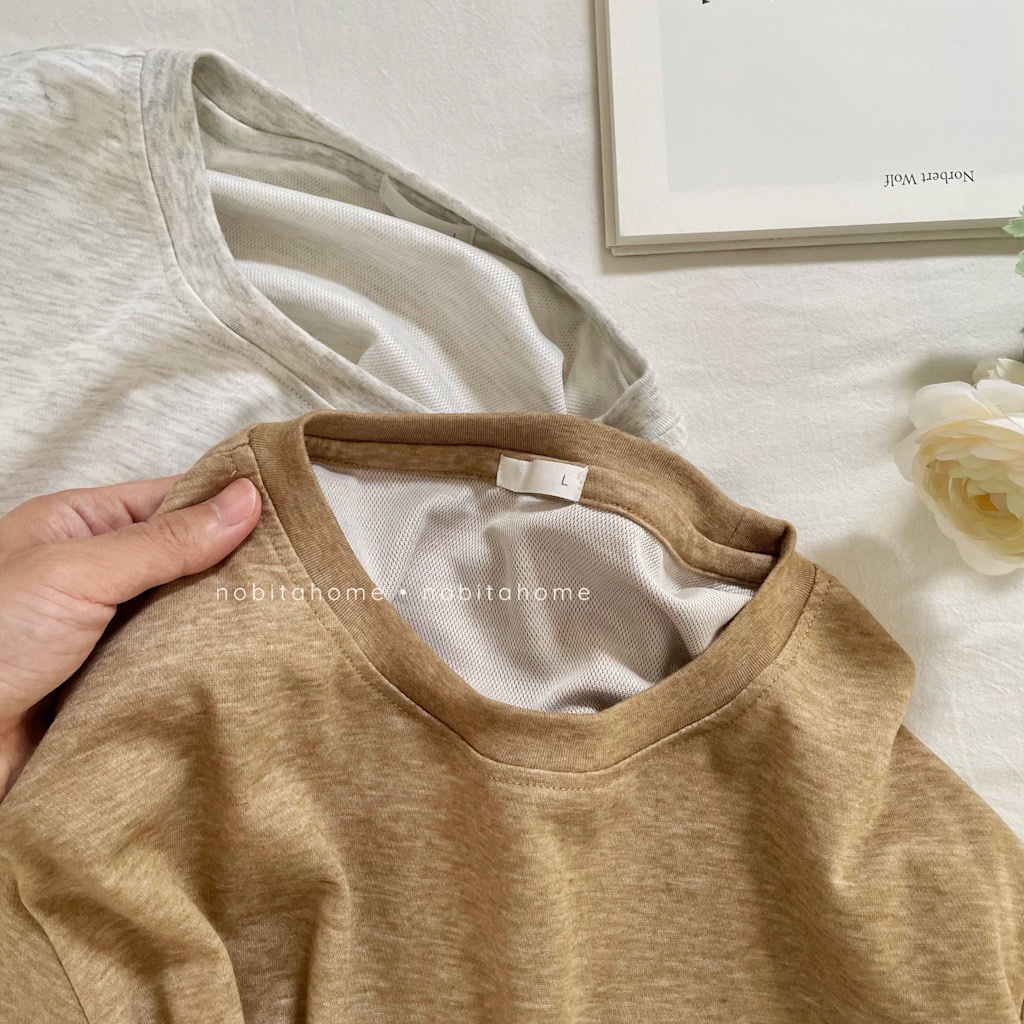 NOBITA HOME - Áo thun tay ngắn vân xược 1 túi 7537