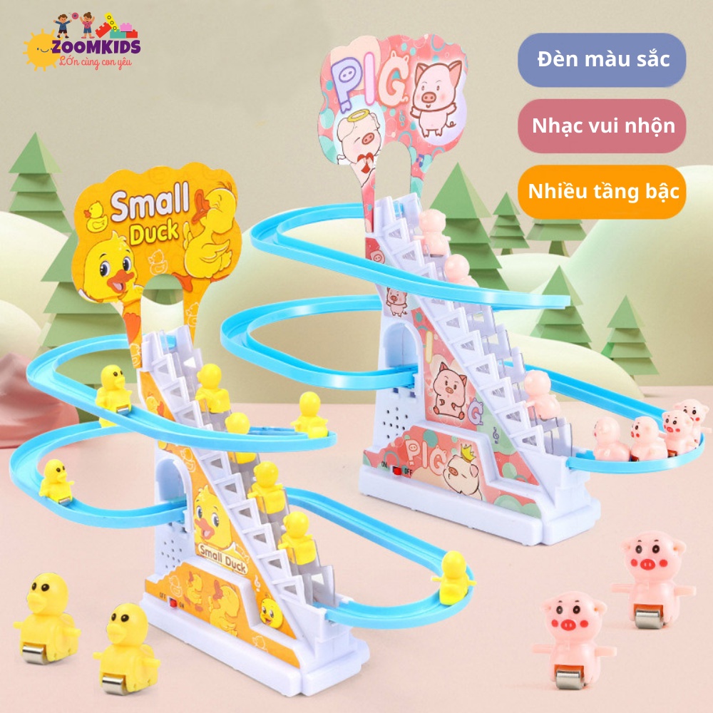 Đồ Chơi Vịt Leo Cầu Thang, Heo Peppa Leo Cầu Trượt Có Nhạc Có Đèn Vui Nhộn – Đồ Chơi Giáo Dục Trẻ Em Zoomkids