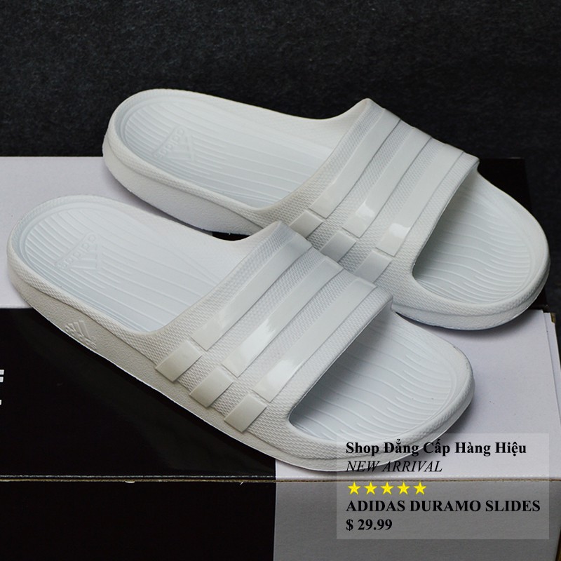 Dép Adidas Duramo chính hãng màu trắng sọc bóng