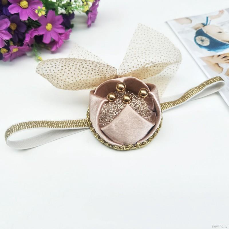 Cài tóc hình vương miện phối ren đính hoa kiểu công chúa cho bé gái