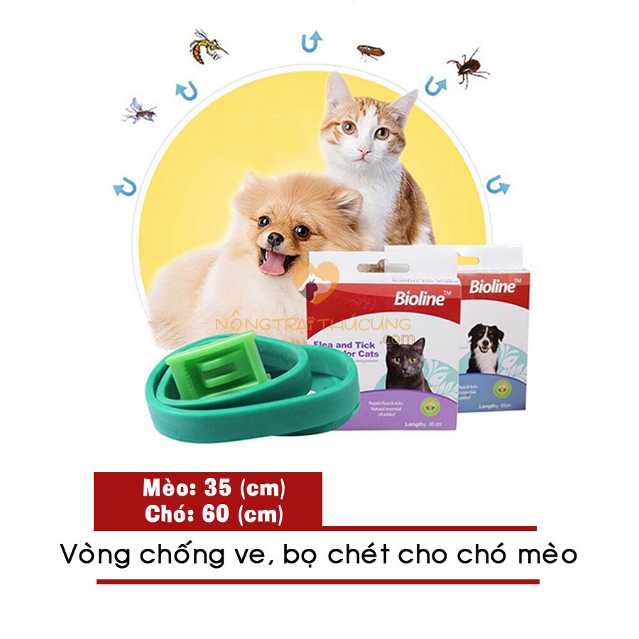 Bioline - Vòng cổ chống ve, rận, bọ chét cho chó mèo, dễ dàng sử dụng và đạt hiệu quả, an toàn đối với vật nuôi