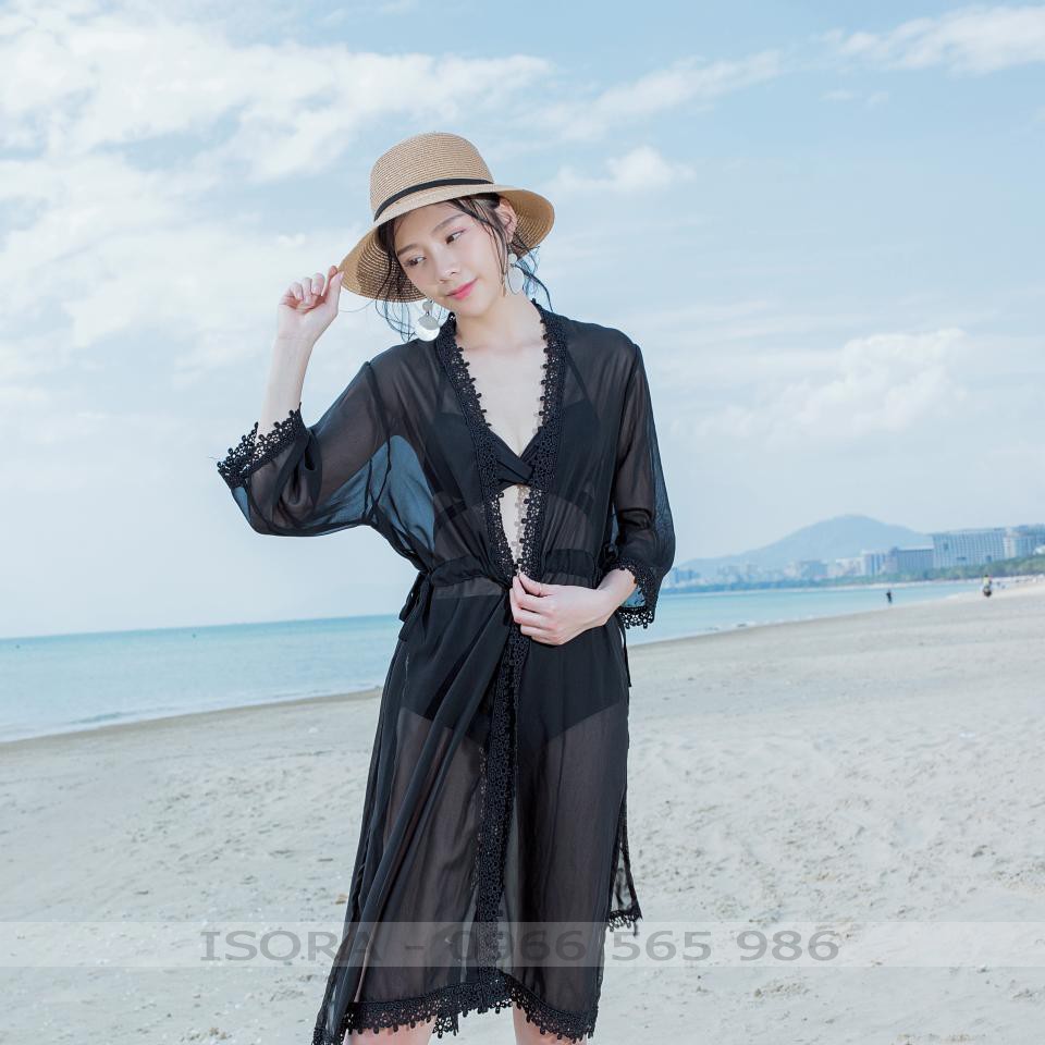 Kimono dài viền ren - Ảnh Thật- Hàng có sẵn - Hàng nhập khẩu 100% - Áo choàng, áo lưới , kimono đi biển , đi chơi | BigBuy360 - bigbuy360.vn