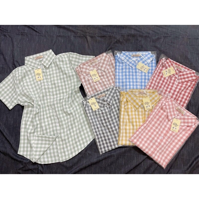 Áo Sơ Mi Nữ Caro Màu Tay Ngắn Hàng VNXK 4 Size 45-79Kg Mặc Vừa