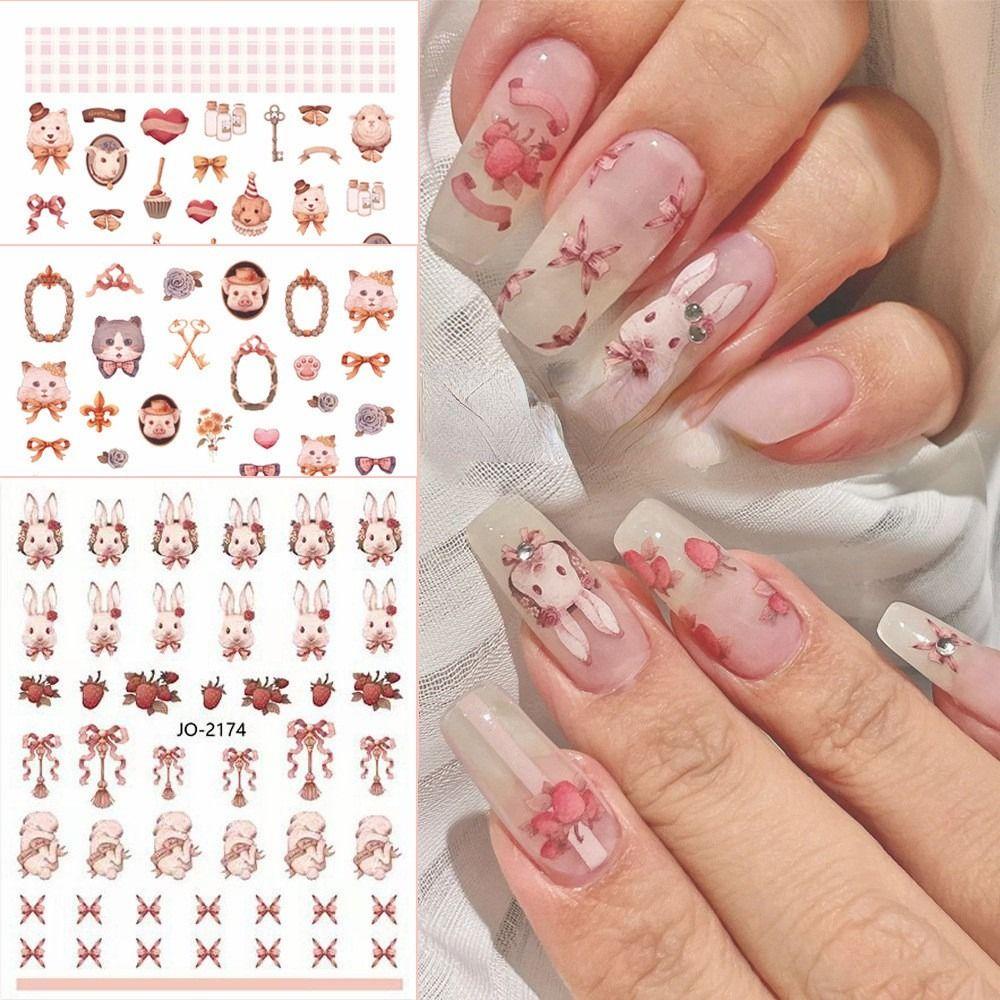 Miếng Dán Trang Trí Móng Tay Họa Tiết Động Vật Hoạt Hình DIY