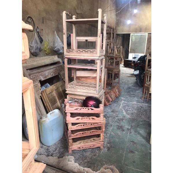 Ghế đôn vuông mặt ghế 35 x35 cm, kết hợp giữa gỗ và đá chân có đế, phun bóng, thích hợp kê tượng phật, chậu hoa