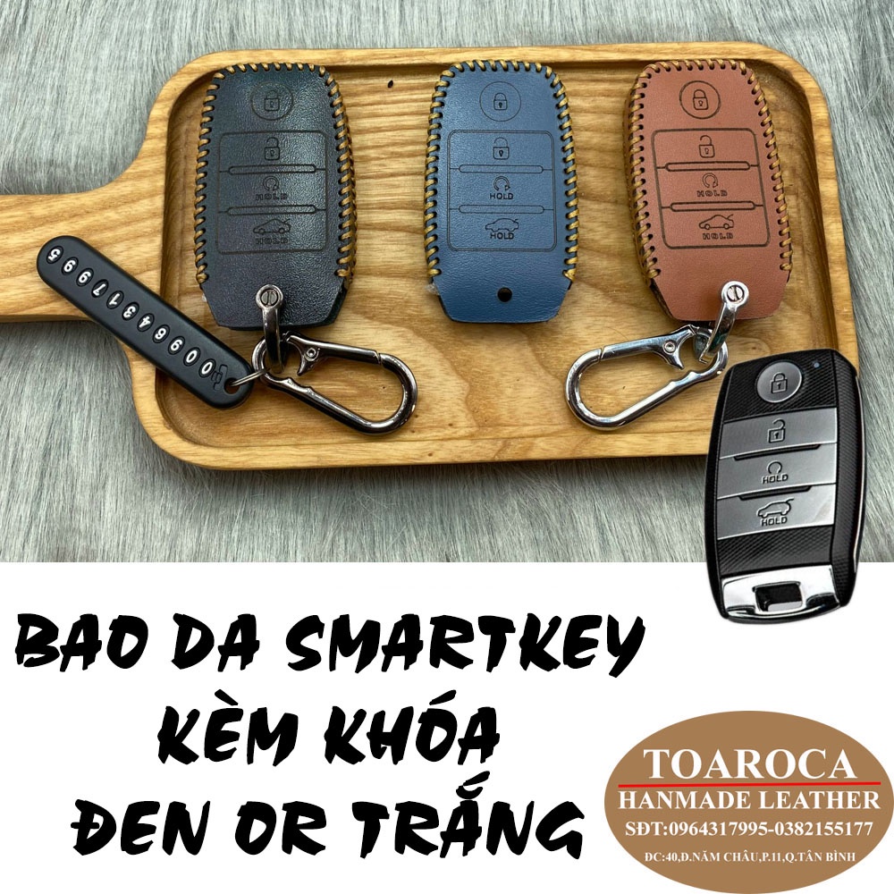 Bao Da Chìa Khoá Smartkey Ô Tô KIA Seltos 2021 2022, Sonet luxury, Premium(loại 4 nút) Da Bò Cao Cấp Handmade Toaroca