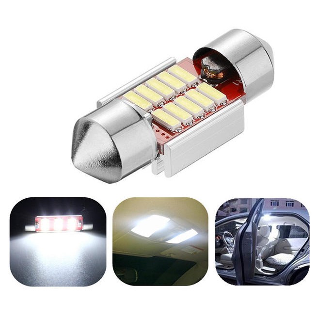Đèn LED trần Festoon 2,5W nội thất cao cấp 31mm màu trắng dành cho xe tải, ô tô