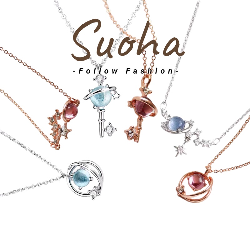 【COD】Vòng tay mạ bạc Sapphire Planet Vòng đeo tay / Vòng cổ đính đá màu xanh dương xinh xắn phong cách Hàn Quốc dành cho phụ nữ