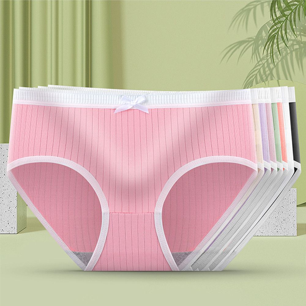 Quần lót cotton lưng vừa màu trơn đính nơ thời trang cho nữ