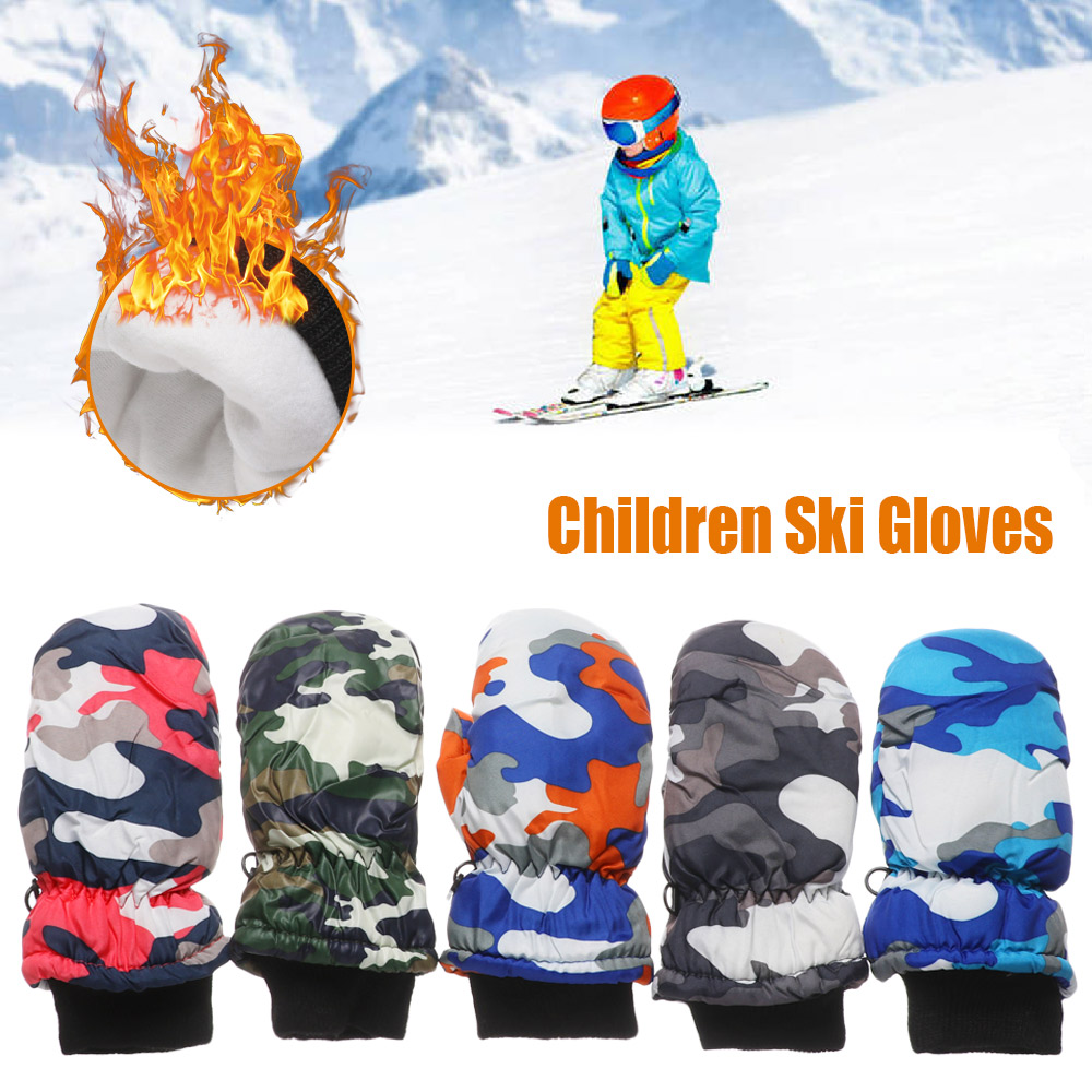 ME Children Kids Children Gloves Waterproof Camouflage Skiing Mittens Snow Snowboard Windproof Winter New Fashion Furry Warm Mitts Thicken/Multicolor