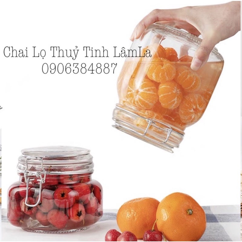 Hũ Thuỷ Tinh Vuông Nắp Cài Khoá 500ML 750ML 1000ML 1500ML | Đựng Thực Phẩm , Gia Vị
