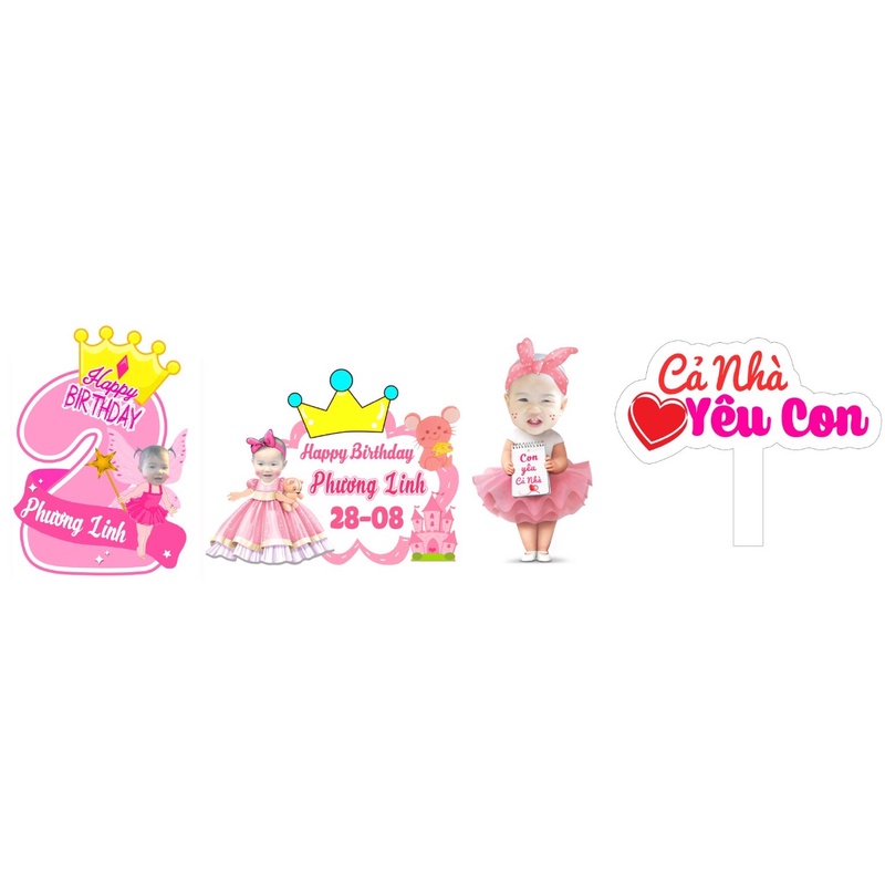 Mẫu thiết kế riêng cho bé CÚN_HCM_FREE THIẾT KẾ THEO CHỦ ĐỀ, Set Chibi sinh nhật bé gái ⚡️Flash Sale⚡️