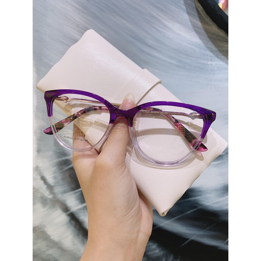 Gọng kính unisex nhựa Acetate cao cấp, dáng mắt mèo thời trang OURESS AC8024