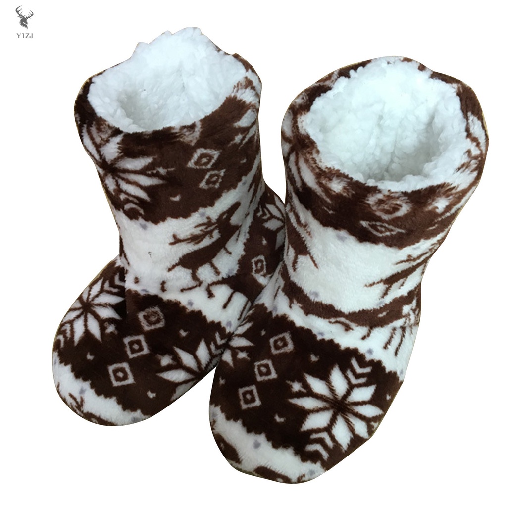 COD&amp; Adult's Christmas Warm Slippers Non-Slip Wearable Socks Soft Fleece Gripper Shoes