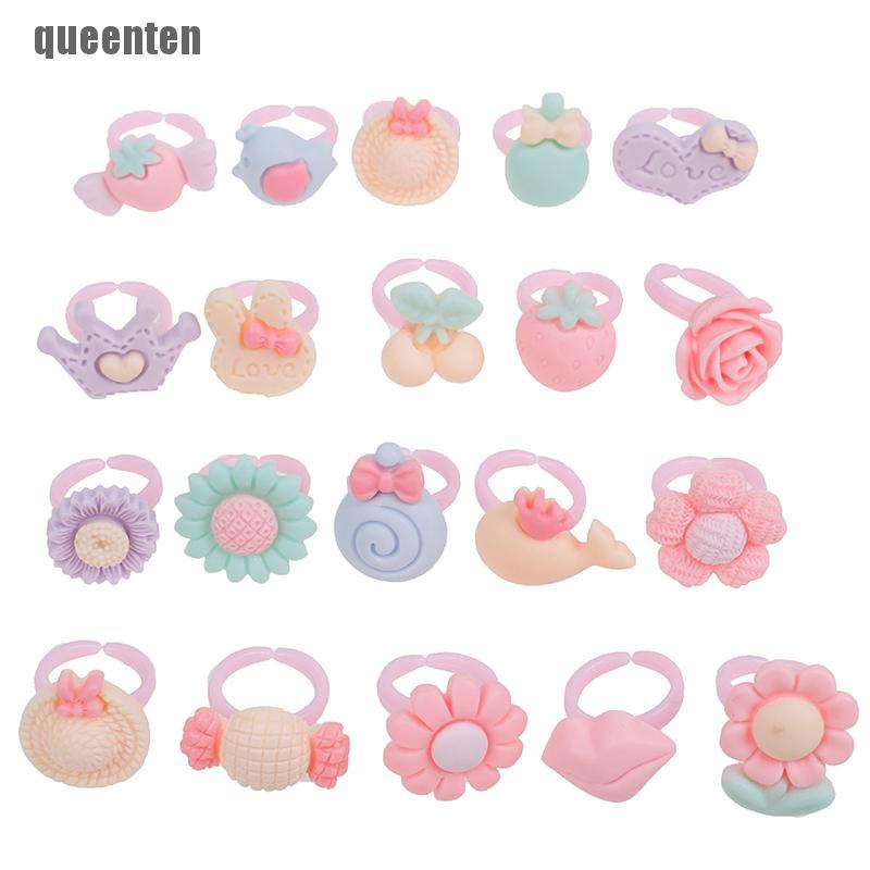 Hộp 20 Nhẫn Nhựa Nhiều Loại Cho Bé Gái