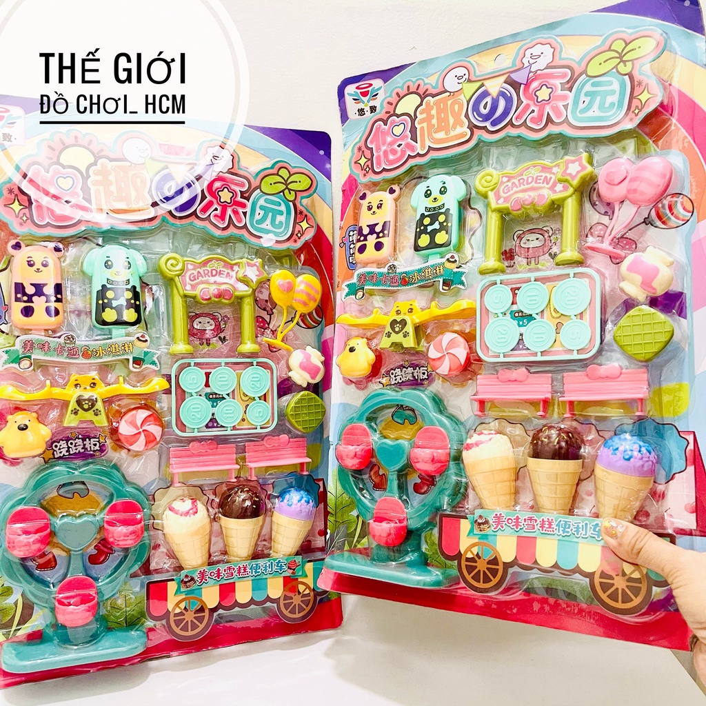 [TRỢ GIÁ- HOT] Vỉ đồ chơi kem ốc quế, kem cây dành cho bé thích nấu ăn, cắt thái hoa quả, trái cây, nhà bếp, bán xe kem