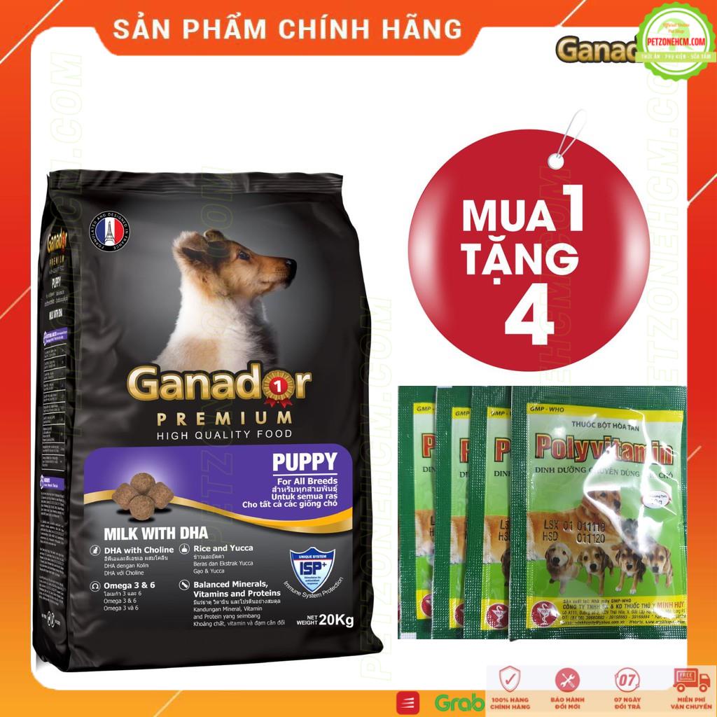 [HSD 1/2022] Bao 20kg Thức ăn cho chó con Ganador  FREESHIP  Gói 400g Ganador Premium Puppy vị Milk with DHA 20kg