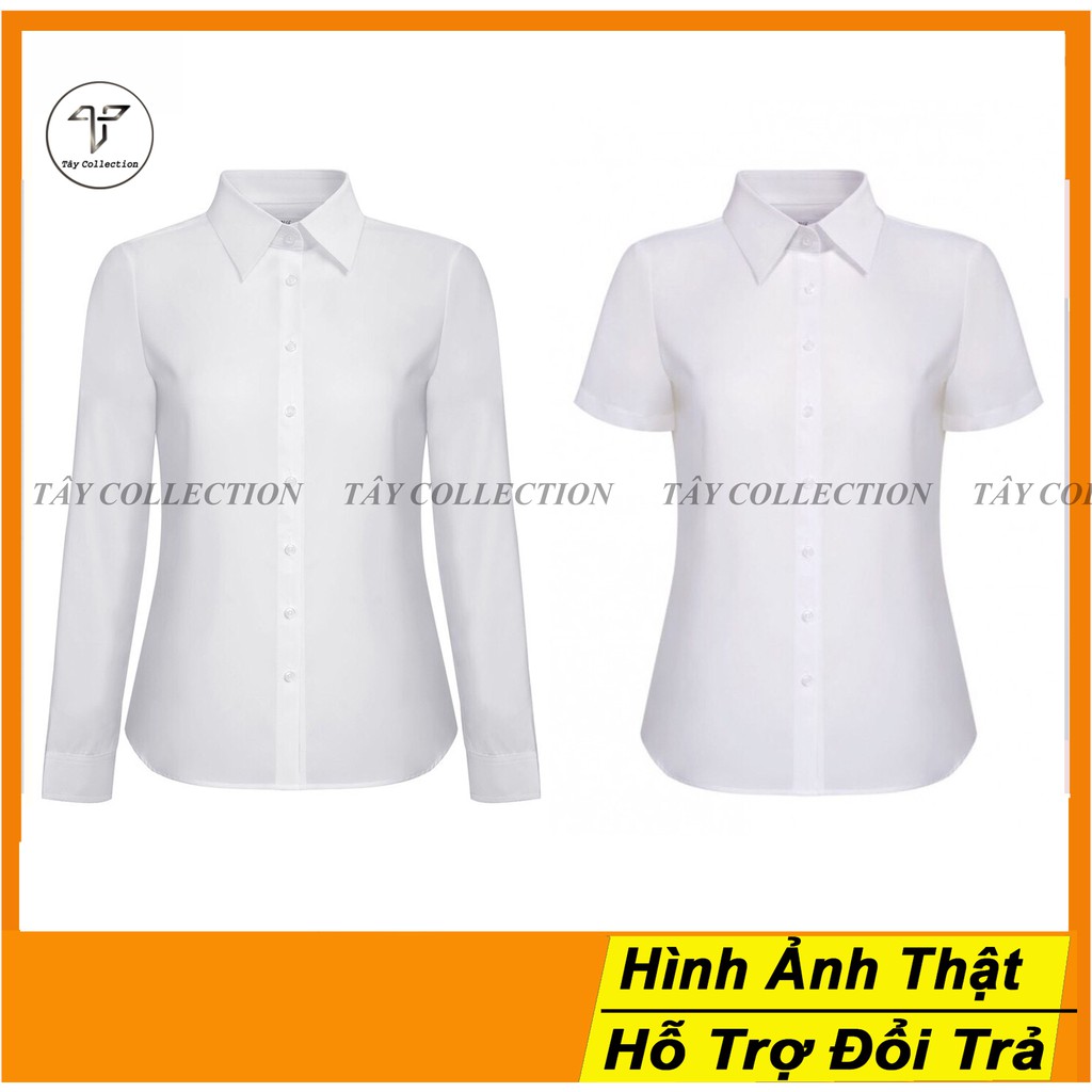 Áo Sơ mi trắng công sở nữ, sơ mi cổ đức Tây Collection vải Cottong nhập khẩu dáng ôm form nhỏ