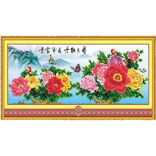 Tranh Đinh Đá ABC 3D Mẫu Đơn Đại Phú Quý 1192 (KHÁCH TỰ ĐÍNH) KT: 160x67 cm