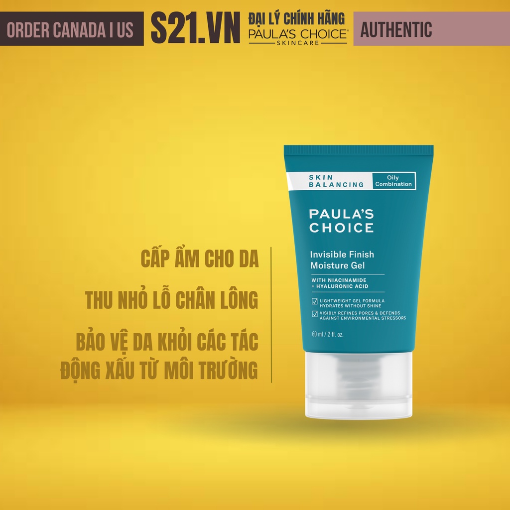 [HạnT5/25] Kem Dưỡng Ẩm Kiềm Dầu &amp; Thu Nhỏ Lỗ Chân Lông Paula's Choice Skin Balancing Invisible Finish Moisture Gel 60ml