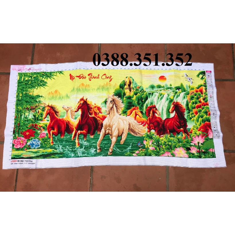 Tranh thêu thành phẩm ngựa mã đáo thành công 222574 MN0081 MN0017 3329 đã thêu