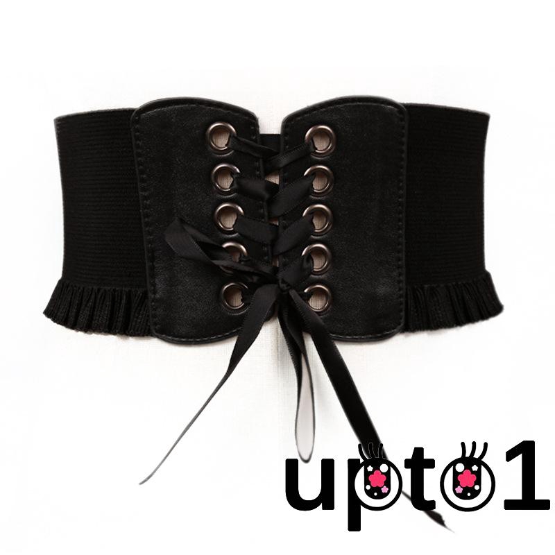 ♟Wide Waist Band Lace Up Strap Elastic Belt Punk Women Dress Corset Stretch Cinch | BigBuy360 - bigbuy360.vn