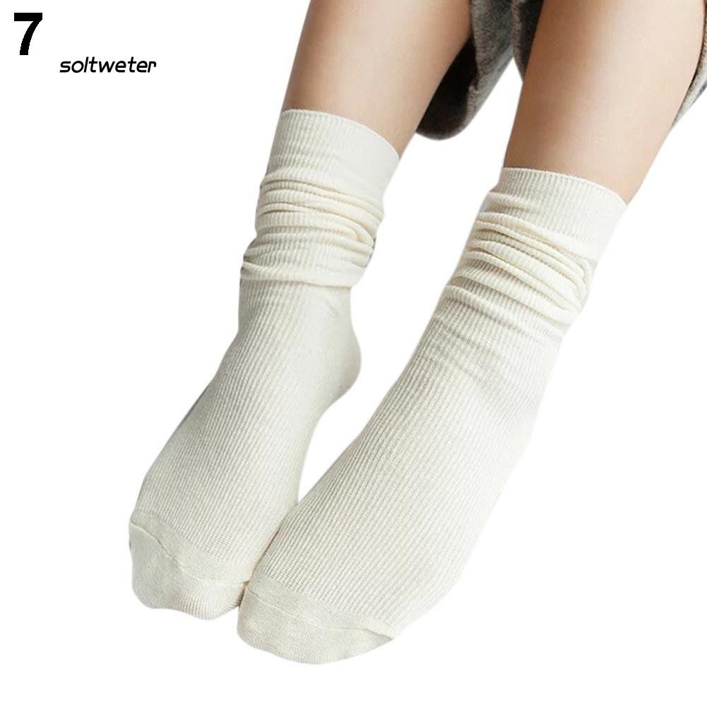 Vớ cotton cao cổ kiểu dáng đơn giản tiện lợi dành cho nữ